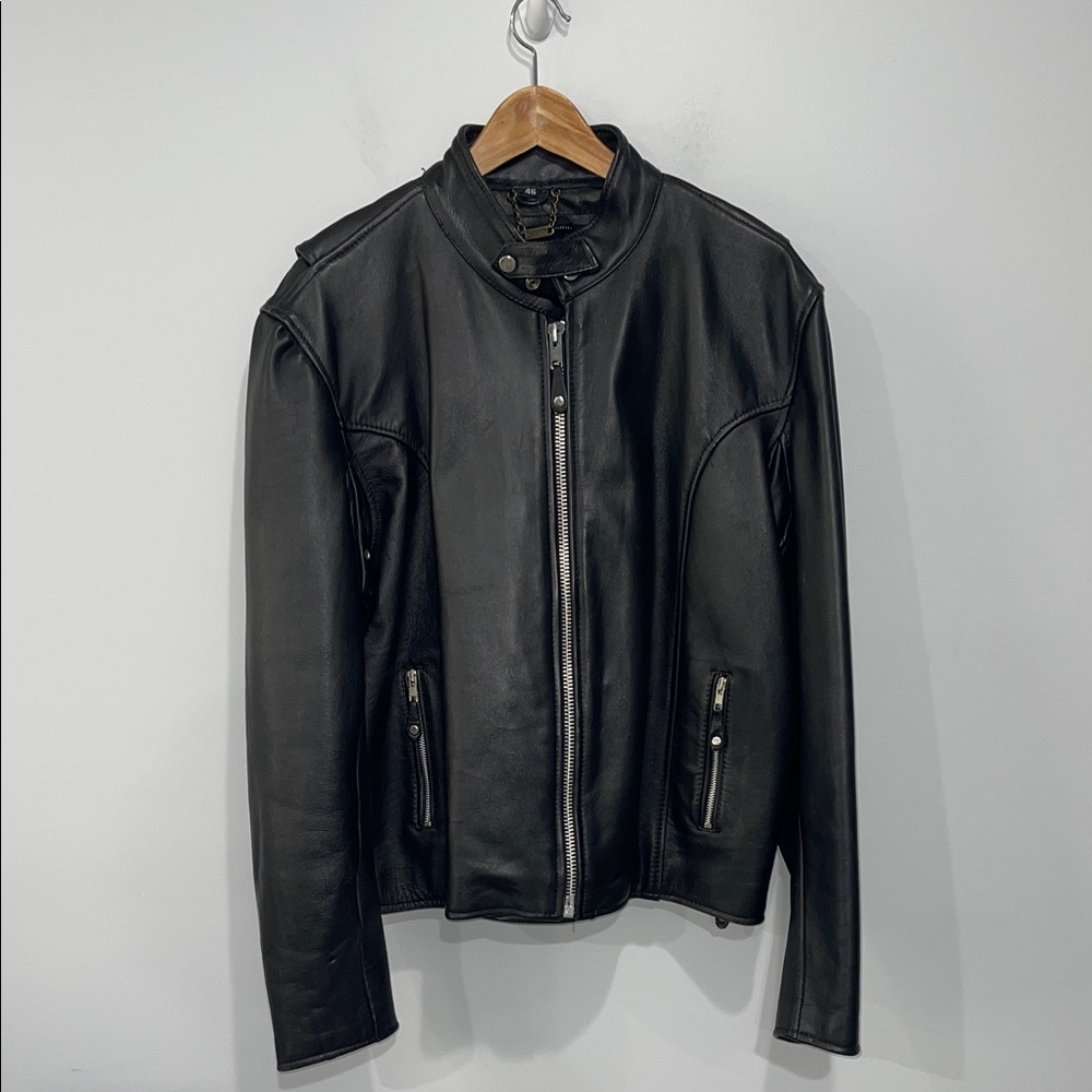 XPERT Black Leather motorcycle Jacket size 46 men’s vintage moto biker